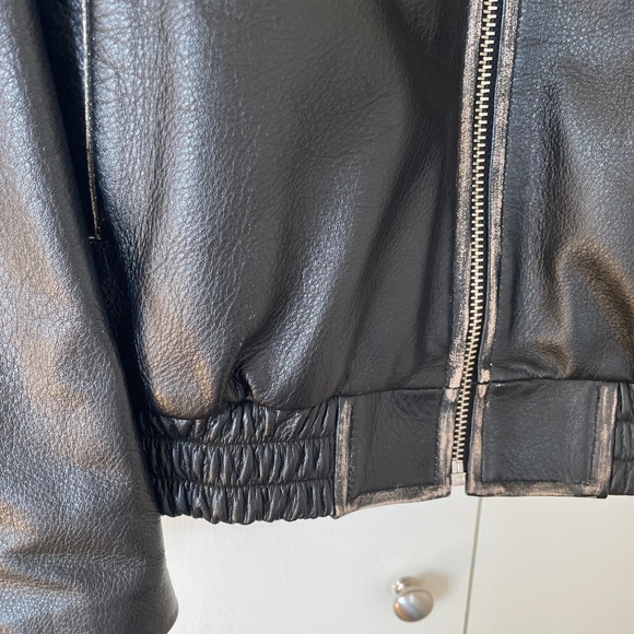 Source Unknown FADED LEATHER JACKET, BLACK - M - Picture 5 of 12